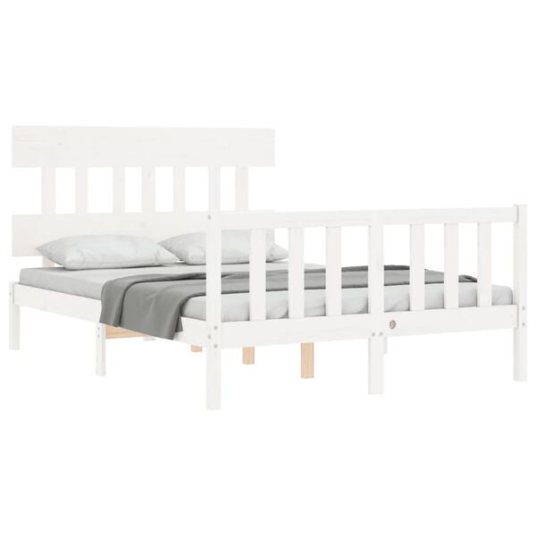 vidaXL Cadre de lit sans matelas blanc 140x190 cm bois de pin massif