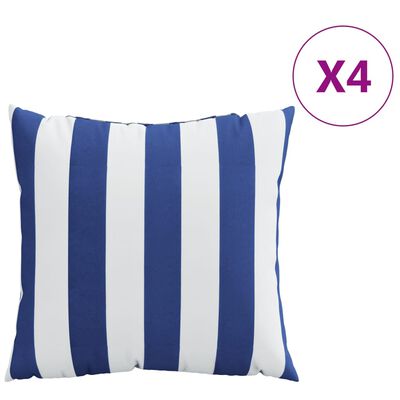 vidaXL Coussins décoratifs lot de 4 Rayures bleues et blanches 50x50cm