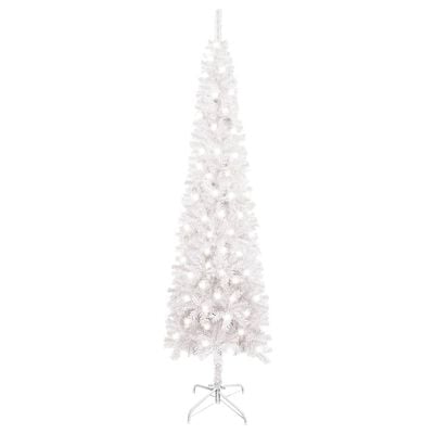 vidaXL Arbre de Noël mince pré-éclairé blanc 180 cm