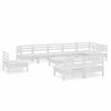 vidaXL Salon de jardin 10 pcs Bois de pin massif Blanc