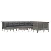 vidaXL Salon de jardin 11 pcs avec coussins Gris R&eacute;sine tress&eacute;e
