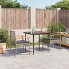 vidaXL Ensemble &agrave; manger de jardin 3 pcs coussins gris r&eacute;sine tress&eacute;e