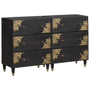 vidaXL Buffet 2 pcs Noir 60 x 33 x 75 cm Bois de mangue massif