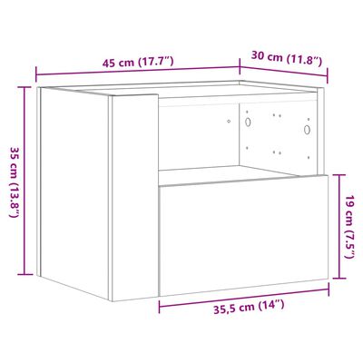 vidaXL Tables de chevet murales 2 pcs gris béton 45x30x35 cm