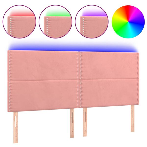 vidaXL T&ecirc;te de lit &agrave; LED Rose 200x5x118/128 cm Velours