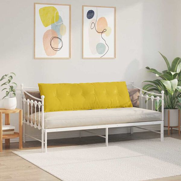vidaXL Coussin de Dos Jaune 160 x 50 cm Tissu en velours c&ocirc;tel&eacute;