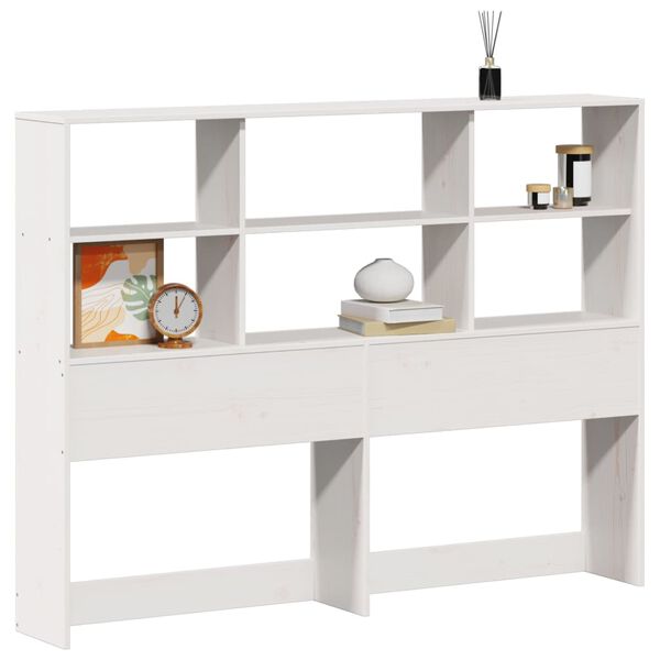 vidaXL T&ecirc;te de lit avec rangement blanc 140 cm bois massif de pin