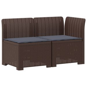 vidaXL Canap&eacute; de jardin 2 places avec coussins look rotin PP Marron
