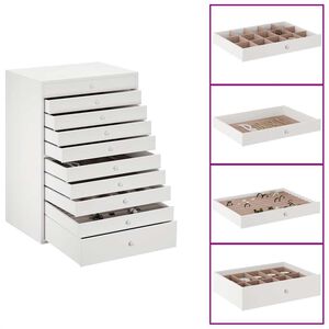 vidaXL Coffret &agrave; bijoux 10 niveaux porte-montres blanc 29x20,5x40,5 cm