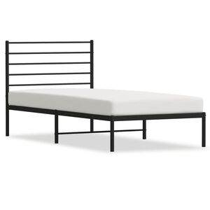 vidaXL Cadre de lit m&eacute;tal sans matelas avec t&ecirc;te de lit noir 90x200 cm