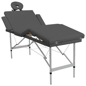 vidaXL Table de massage 4 zones Cadre en aluminium Anthracite 186x68cm