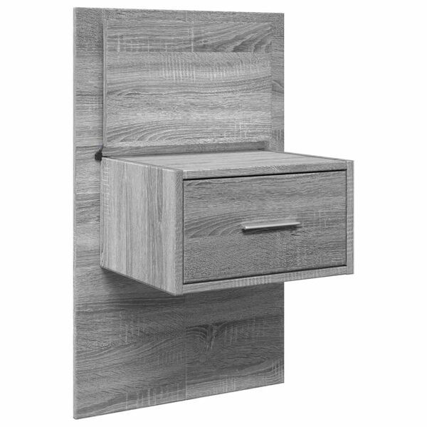 vidaXL Table de chevet murale avec lumi&egrave;res LED sonoma gris