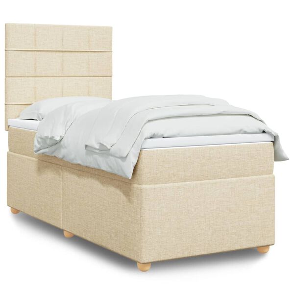 vidaXL Sommier à lattes de lit avec matelas Crème 90x200 cm Tissu