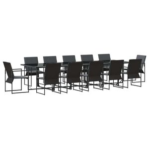 vidaXL Ensemble de salle &agrave; manger pour jardin 13 pcs Noir Acier