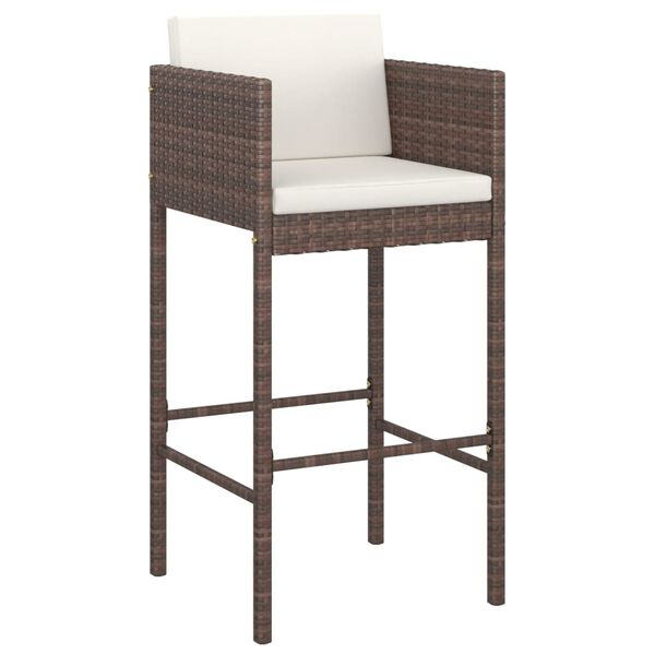 vidaXL Ensemble de bar de jardin avec coussins 7 pcs marron poly rotin
