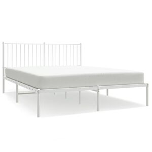 vidaXL Cadre de lit m&eacute;tal sans matelas et t&ecirc;te de lit blanc 160x200 cm