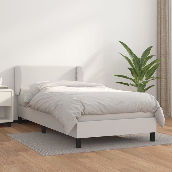 vidaXL Sommier &agrave; lattes de lit avec matelas Blanc 80x200 cm Similicuir