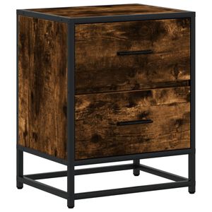 vidaXL Table de chevet ch&ecirc;ne fum&eacute; 40x31x50 cm bois d'ing&eacute;nierie