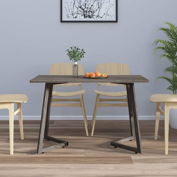 vidaXL Table &agrave; d&icirc;ner Gris 120x60x74 cm MDF et fer