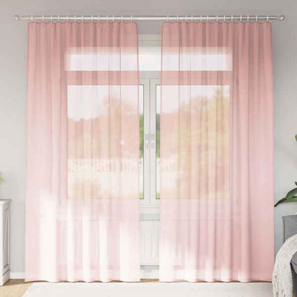 vidaXL Rideaux en voile avec passe-tringles 2 pcs rose