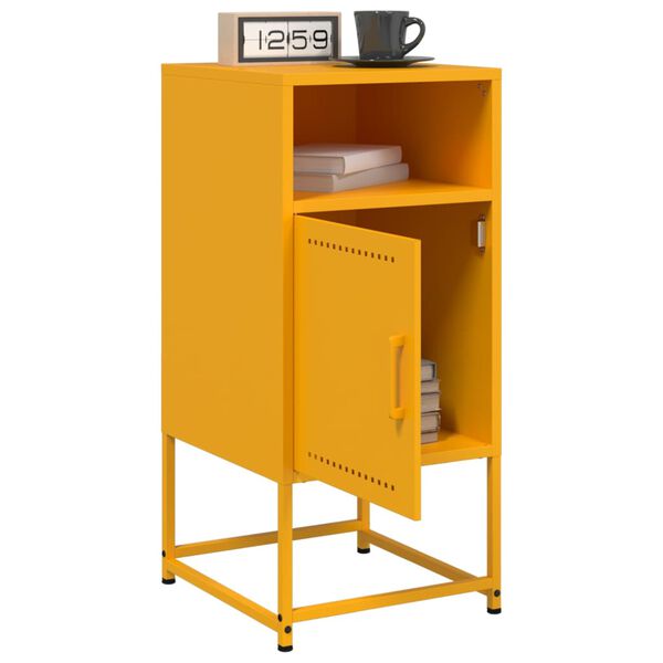 vidaXL Tables de chevet 2 pcs jaune moutarde 36x39x78 cm acier
