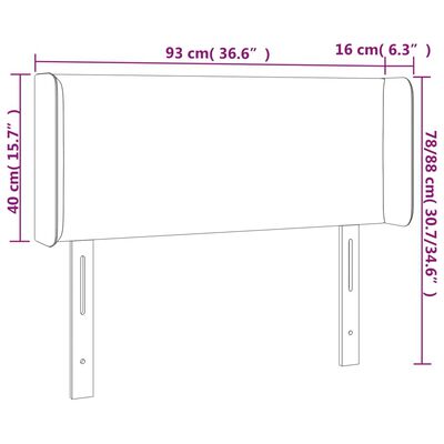 vidaXL Tête de lit avec oreilles Crème 93x16x78/88 cm Tissu