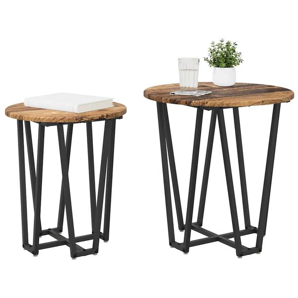 vidaXL Ensemble de tables d'appoint 2 pcs Bois ancien et noir