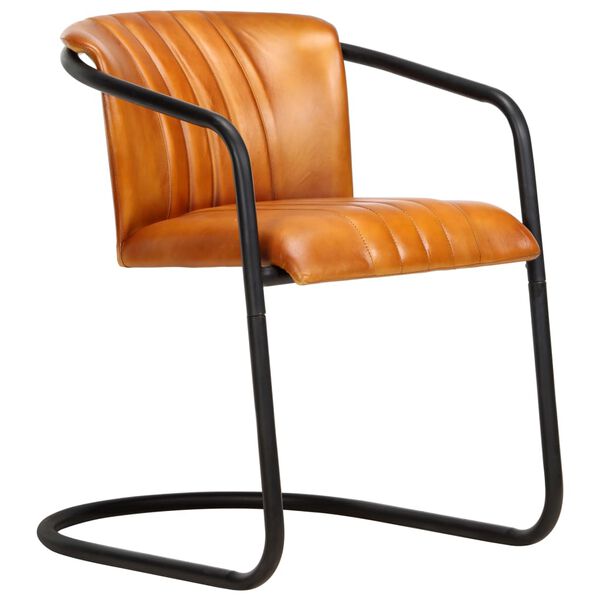 vidaXL Chaises &agrave; manger lot de 2 brun roux cuir v&eacute;ritable