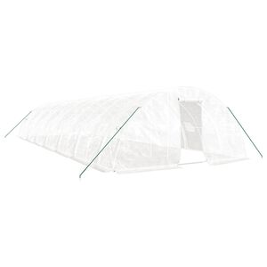 vidaXL Serre avec cadre en acier blanc 70 m&sup2; 14x5x2,3 m