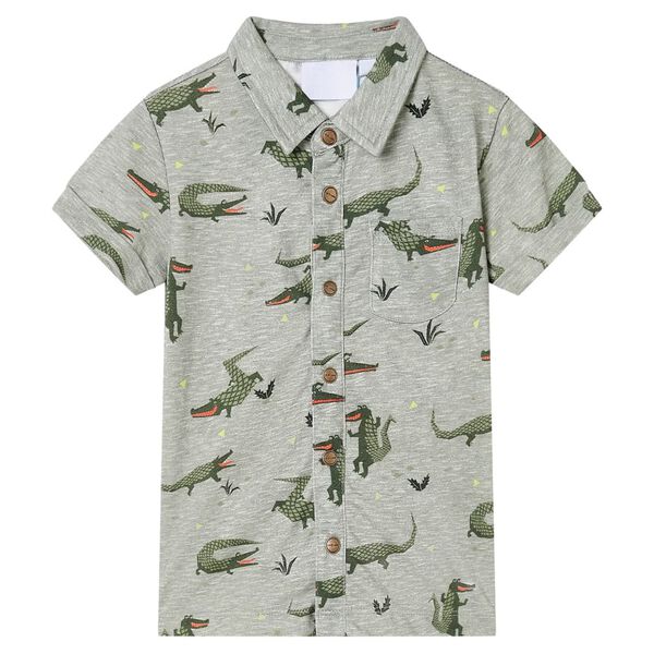 Chemise pour enfants m&eacute;lange kaki clair 104
