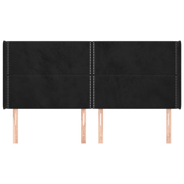vidaXL T&ecirc;te de lit avec oreilles Noir 183x16x118/128 cm Velours