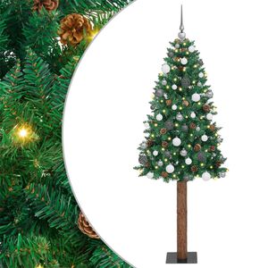 vidaXL Sapin de No&euml;l mince Vert 180 cm PVC et bois de pin massif