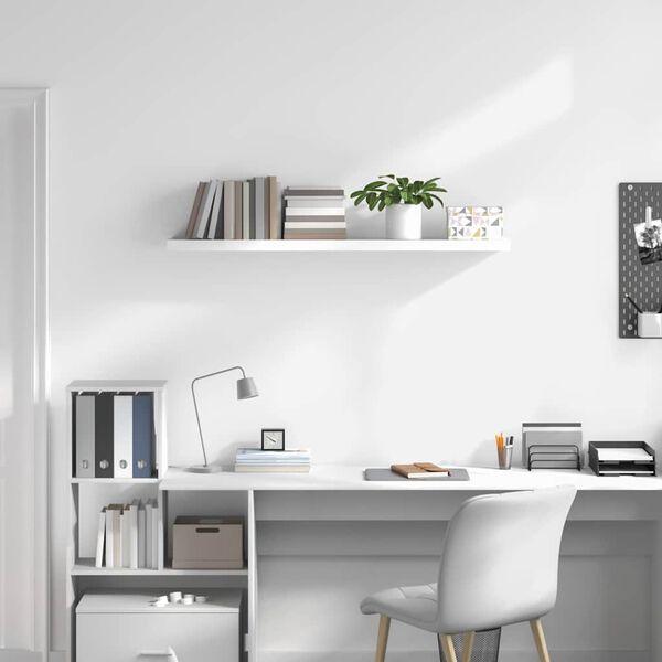 vidaXL &Eacute;tag&egrave;re murale flottante Blanc brillant 120x23,5x3,8 cm MDF