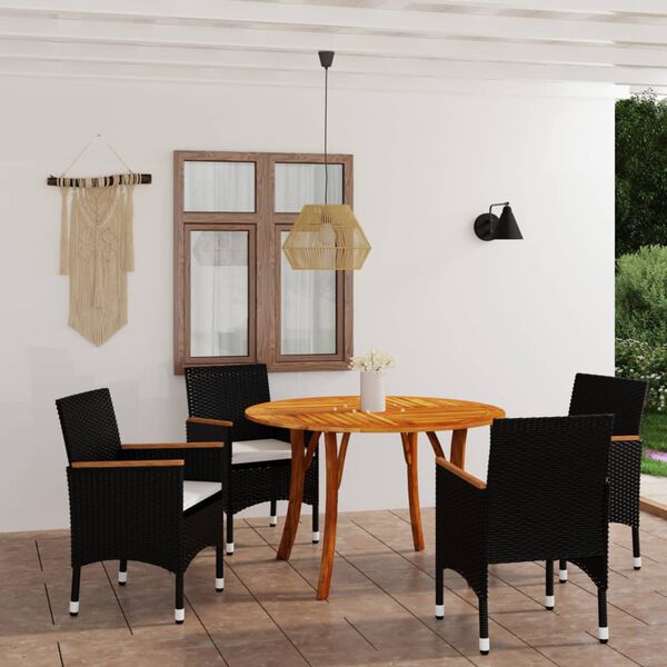 vidaXL Ensemble &agrave; manger de jardin 5 pcs Noir