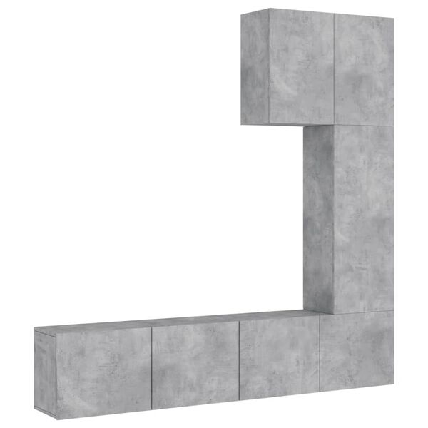 vidaXL Unit&eacute;s murales TV 5 pcs gris b&eacute;ton bois d'ing&eacute;nierie