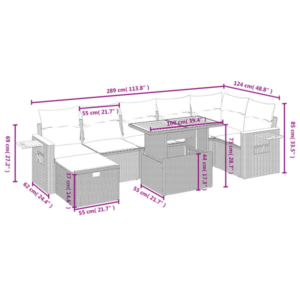 vidaXL Salon de jardin 8 pcs avec coussins gris r&eacute;sine tress&eacute;e