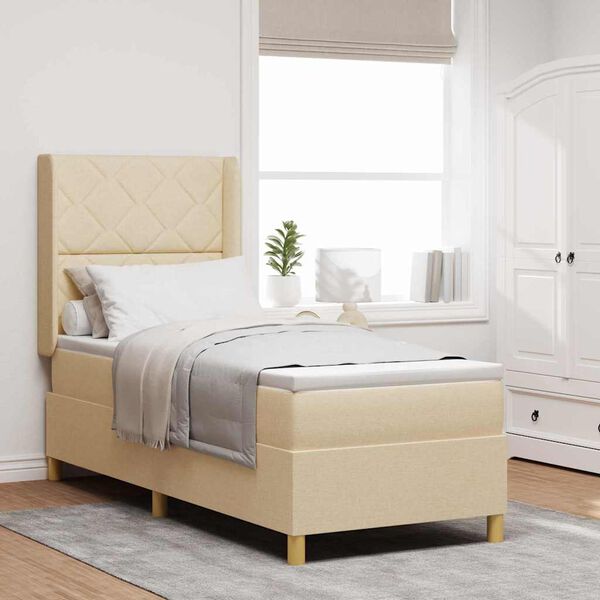 vidaXL Lit &agrave; ressorts avec matelas Cr&egrave;me 80 x 200 cm tissu