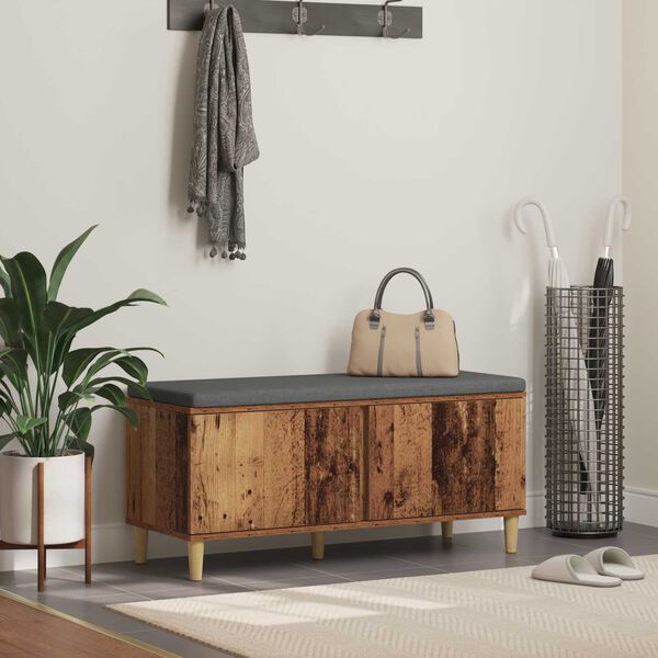 vidaXL Banc d'entr&eacute;e avec coussin Bois ancien 100 x 38 x 46 cm