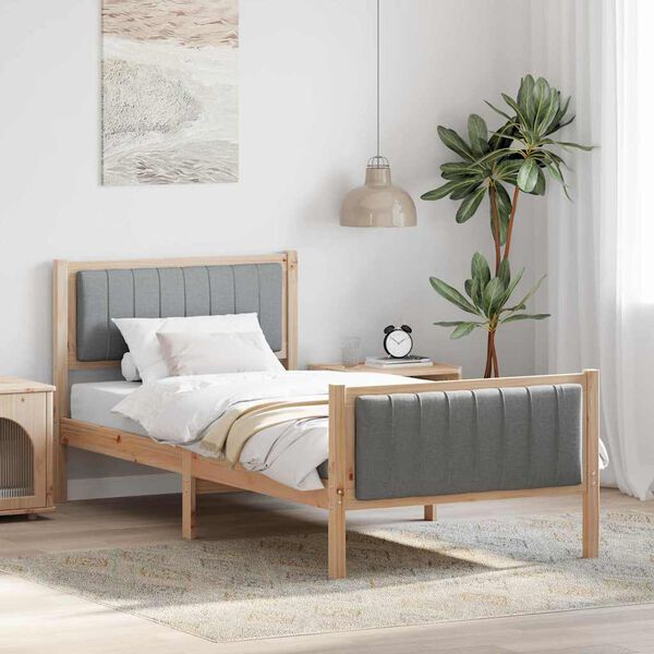 vidaXL Cadre de lit avec t&ecirc;te de lit Marron et gris clair 90 x 200 cm