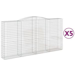 vidaXL Paniers &agrave; gabions arqu&eacute;s 5 pcs 400x50x200/220 cm Fer galvanis&eacute;