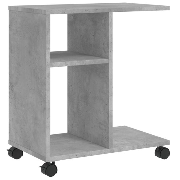 vidaXL Table d'appoint avec roues gris b&eacute;ton bois d'ing&eacute;nierie