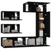 vidaXL Ensemble de meubles TV 6 pcs Noir Bois d'ing&eacute;nierie
