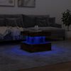 vidaXL Table basse avec lumi&egrave;res LED ch&ecirc;ne fum&eacute; 50x50x40 cm