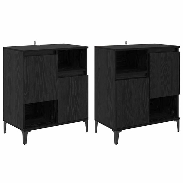vidaXL Buffets 2 pcs Ch&ecirc;ne noir 60 x 35 x 70 cm Bois d'ing&eacute;nierie