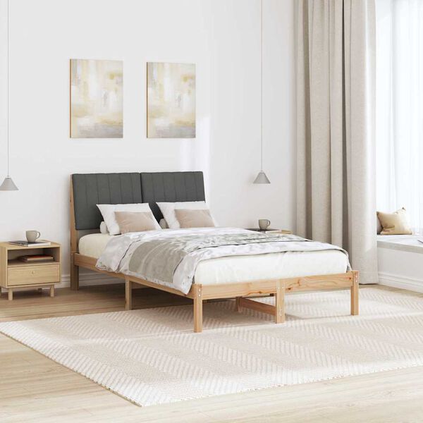 vidaXL Cadre de lit avec t&ecirc;te de lit Marron 120 x 200 cm Pin massif