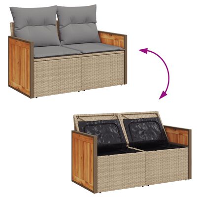 vidaXL Salon de jardin avec coussins 10 pcs beige résine tressée