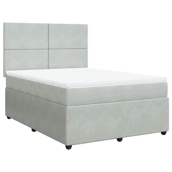 vidaXL Sommier &agrave; lattes de lit et matelas Gris clair 160x200cm Velours