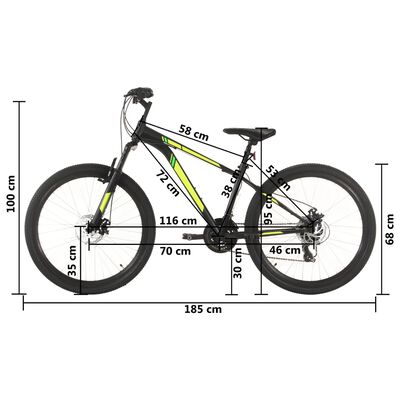 vidaXL Vélo de montagne 21 vitesses Roues de 27,5 pouces 38 cm Noir