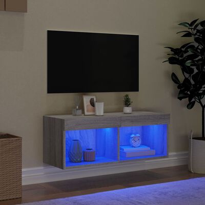 vidaXL Meuble TV avec lumières LED sonoma gris 80x30x30 cm