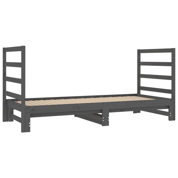 vidaXL Lit coulissant sans matelas gris 2x(90x190) cm